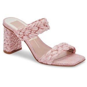 Dolce Vita Paily Raffia Heels Summer Sandals in Pink size 8.5